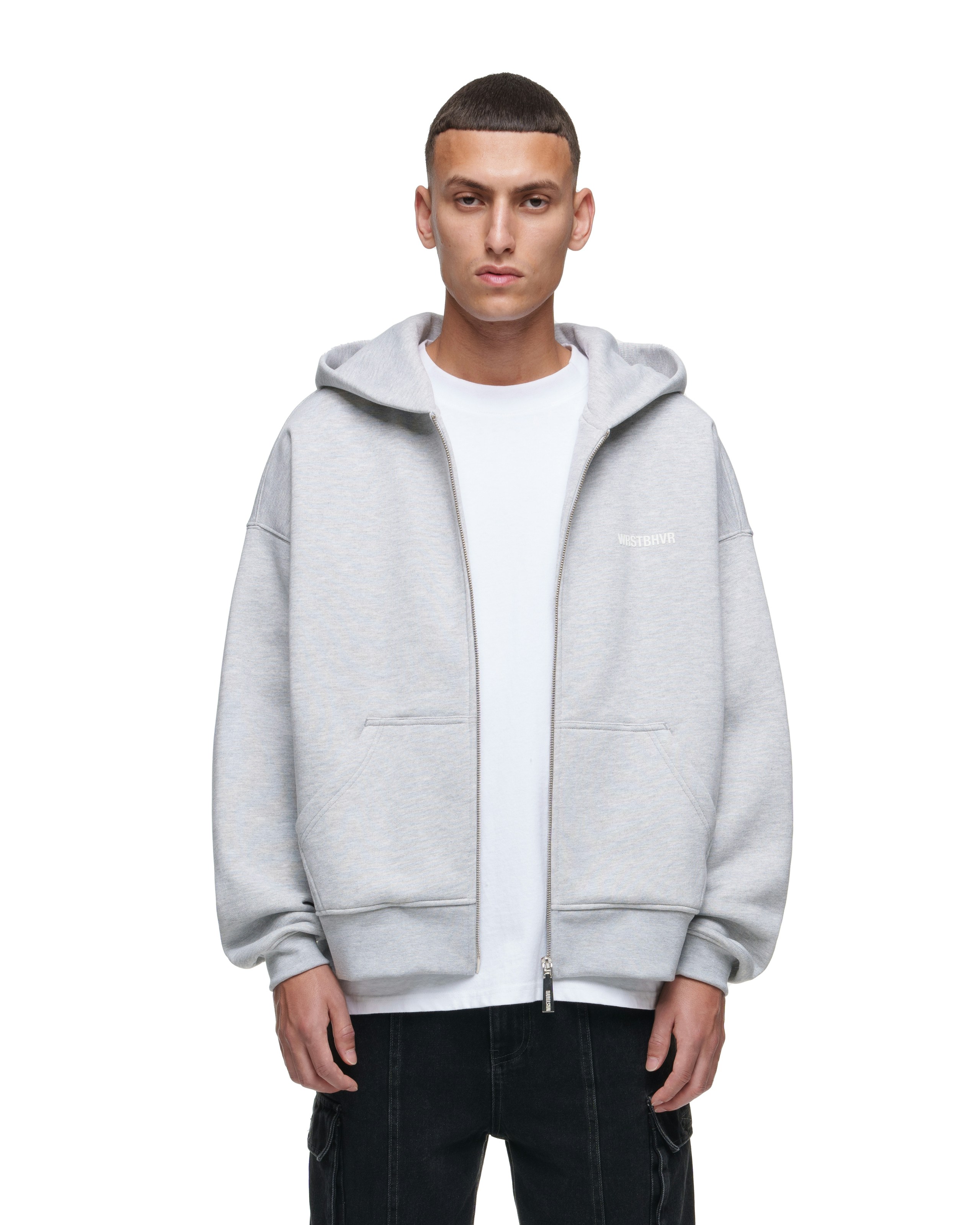 アトリエGG Reversible Hood Boavest 25 Bat Wings Acid Washed Zip Fleece Hoodie Jacket, Gothic Bat