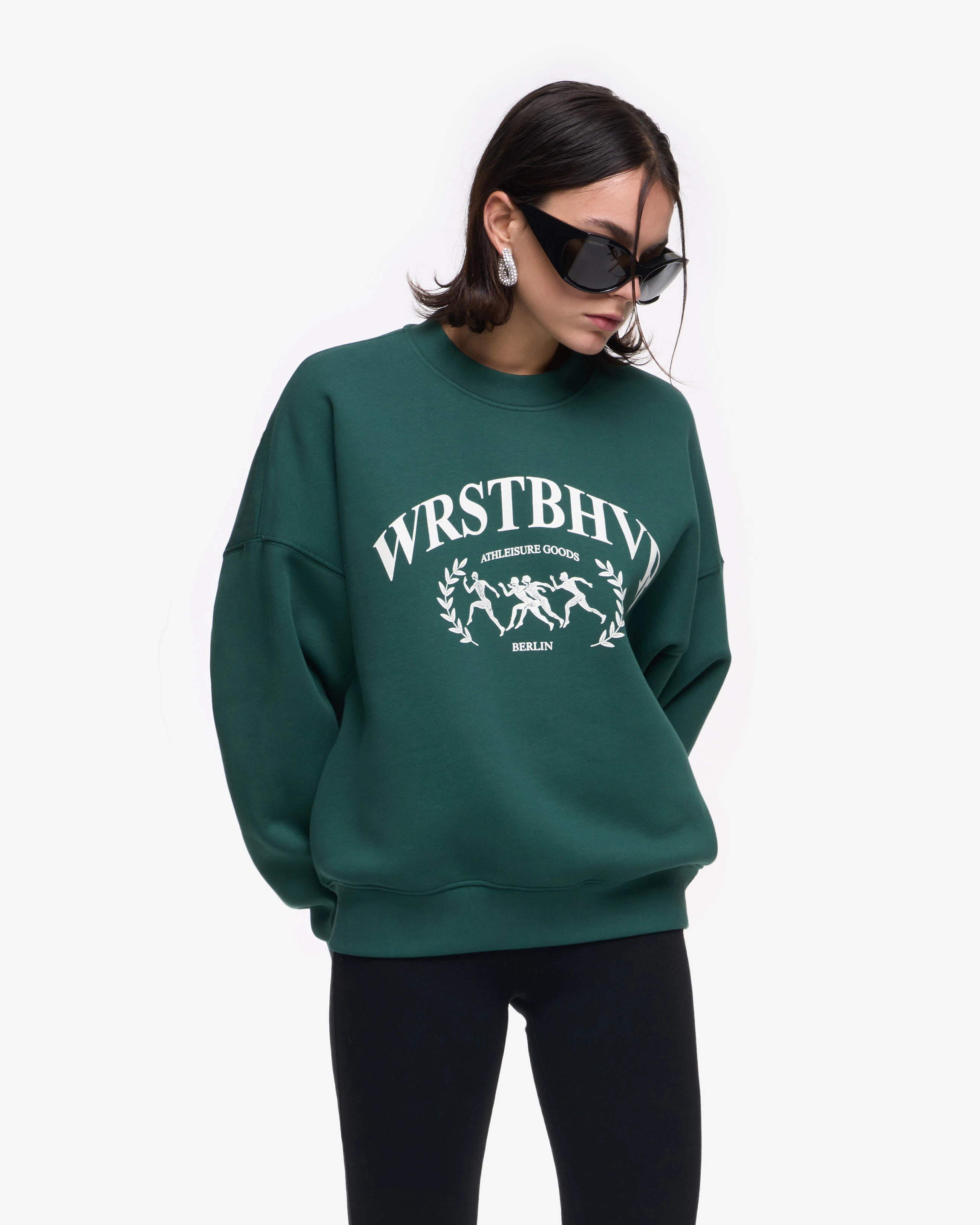 Greece Vibe Serene Nature Print Green Sweatshirt